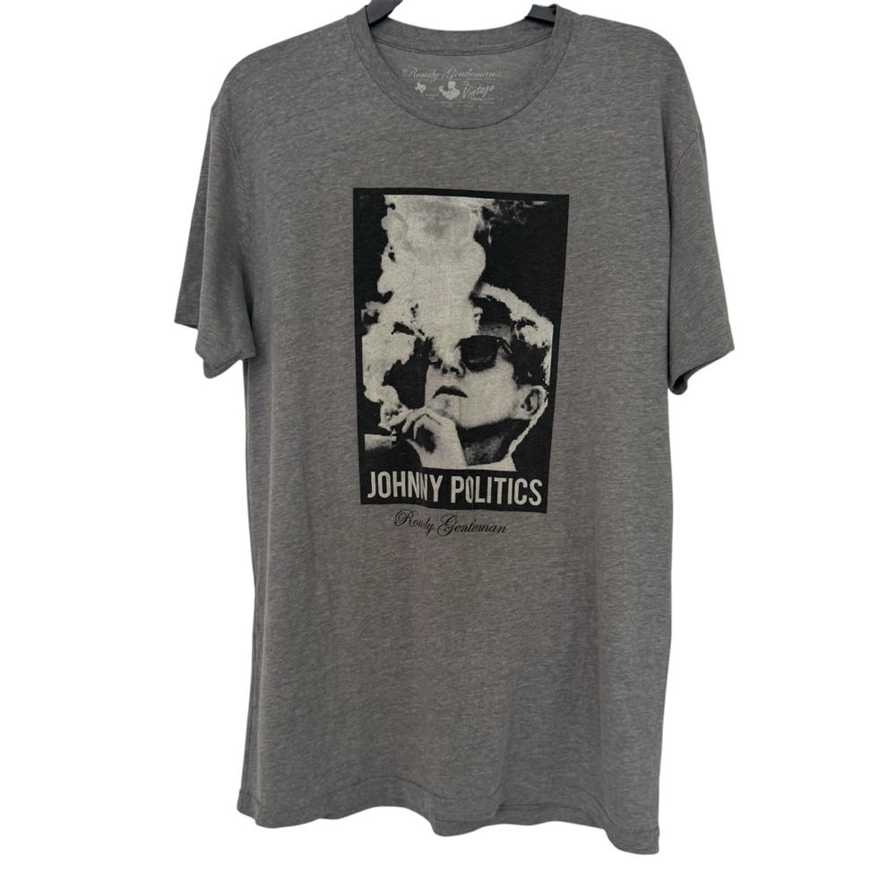 Rowdy Gentleman Gray and Black President Kennedy Graphic Men’s Tshirt Size L - Picture 2 of 7